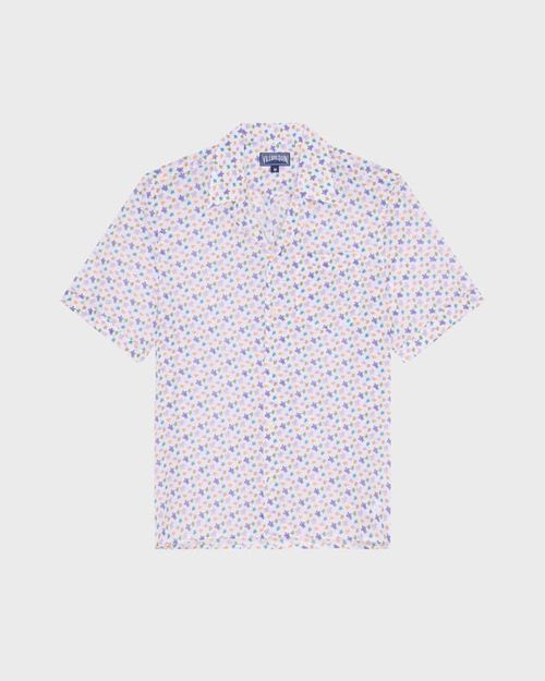 Men Organic Cotton Bowling Shirt Micro Ronde Des Tortues - Shirt - Charli - White