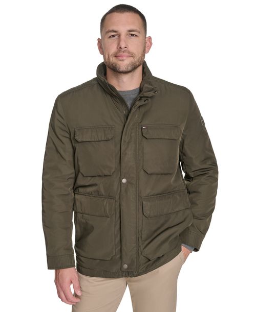 Men's Four Stand Collar Military-Inspired Field Jacket - Olive