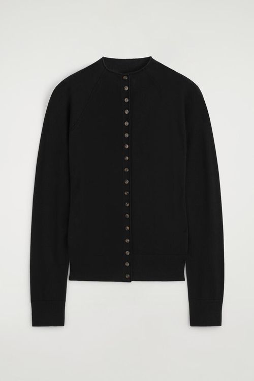Merino Wool Funnel-Neck Cardigan