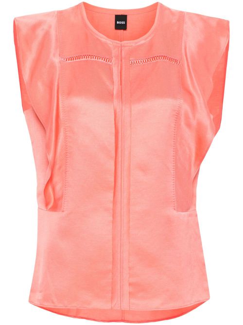 Ruffle-trim twill blouse - Orange