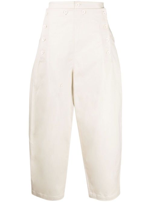 Cropped wide-leg trousers - White