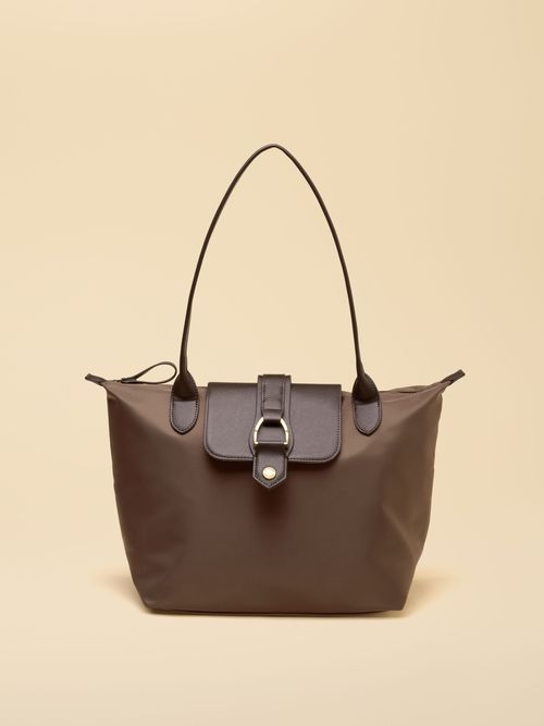 Edie Mocha Brown Zip Top Shopper Bag