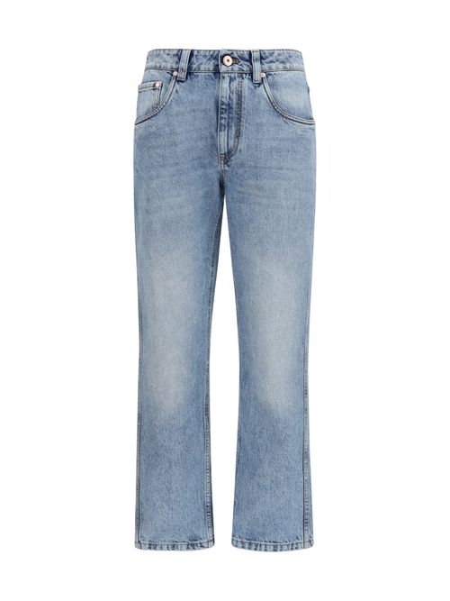 Five-Pocket Straight-Leg Denim Jeans — Blue