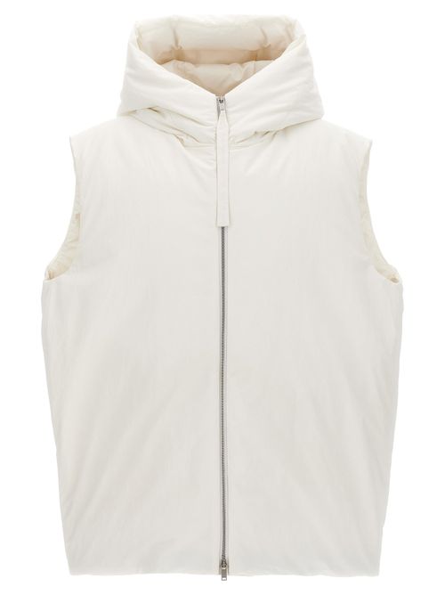 Padded Nylon Hooded Vest — White