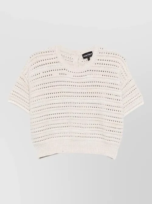 Emporio Armani - crew neck short sleeve open knit top