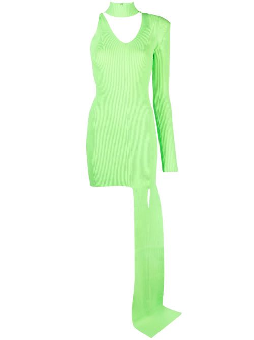 Asymmetric-hem cut-out minidress - Green