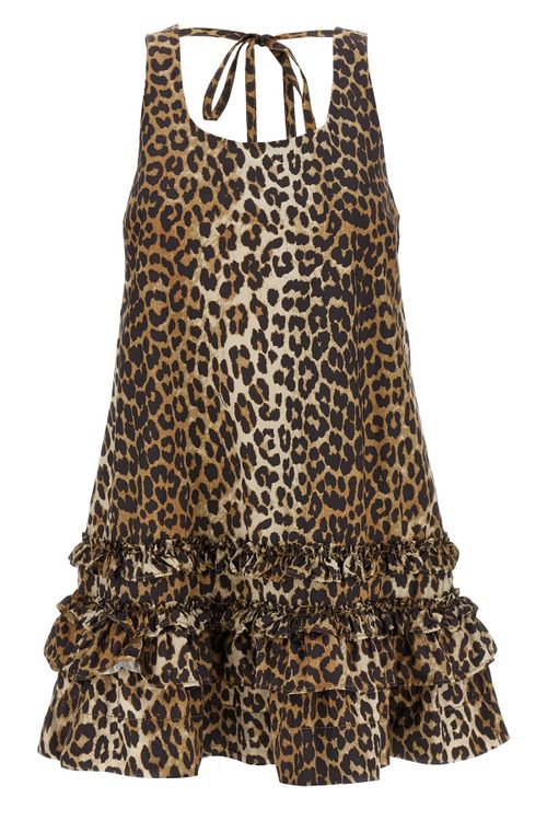 'Leopard Cotton Poplin Mini' Dress