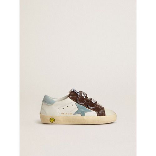 Golden Goose - Old School Young In Nappa With Light Blue Suede Star And Brown Suede Insert