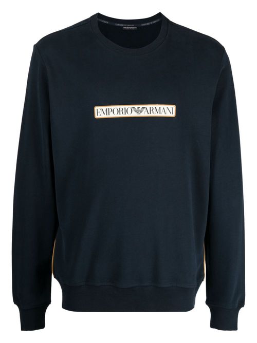 Logo-print cotton sweatshirt - Blue
