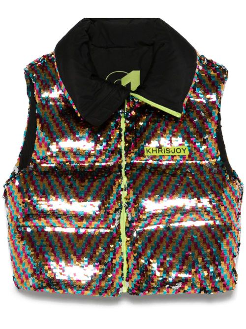 Paillete-embellished ski gilet - Blue
