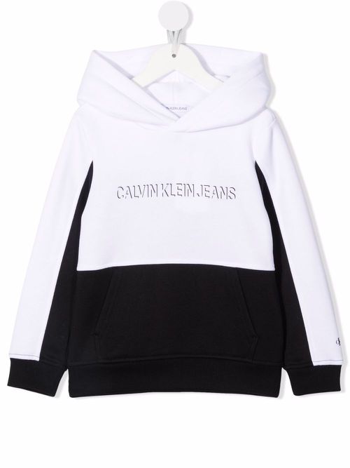Colour-block logo-print hoodie - Black