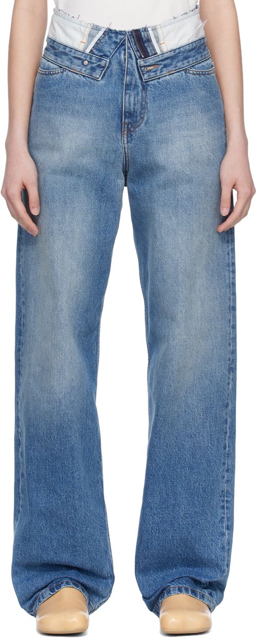 Blue Straight-Leg Jeans