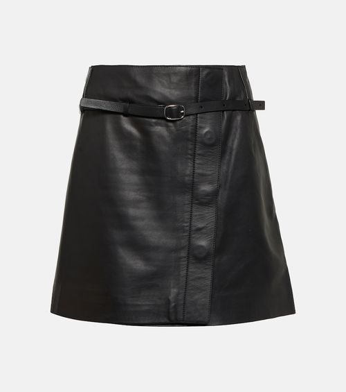 Wrap leather miniskirt