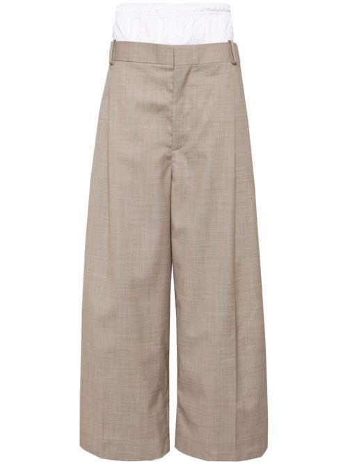 Layered wide-leg trousers - Neutrals