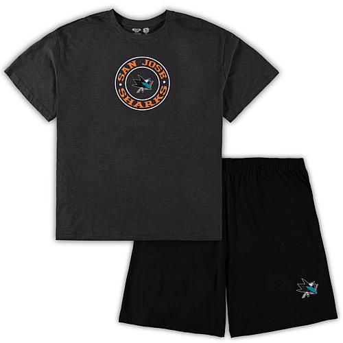 Men's Black/Heathered Charcoal San Jose Sharks Big & Tall T-Shirt & Shorts Sleep Set - 2xb