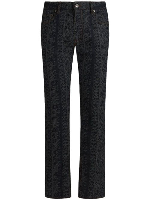 Jacquard paisley jeans - Blue