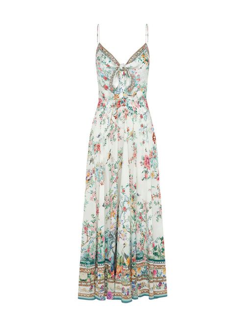 Bow-embellished silk dress - White