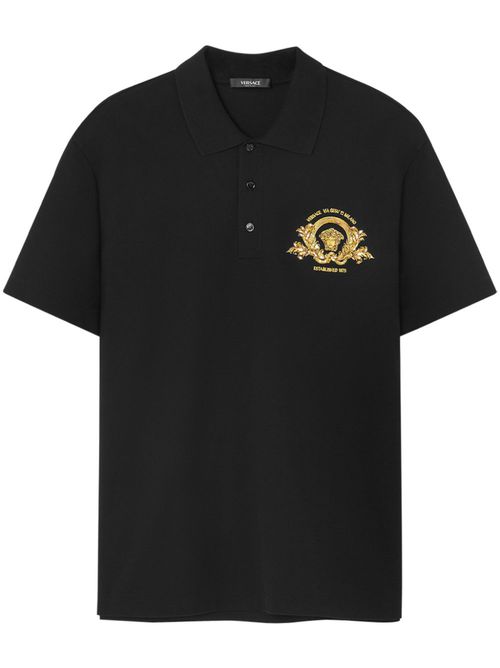 Medusa Head piqué polo shirt - Black