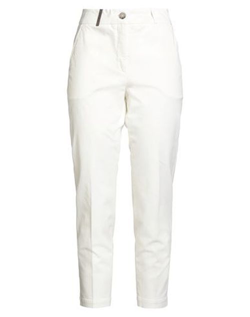 Woman Pants Off white Size 6 Cotton, Elastane
