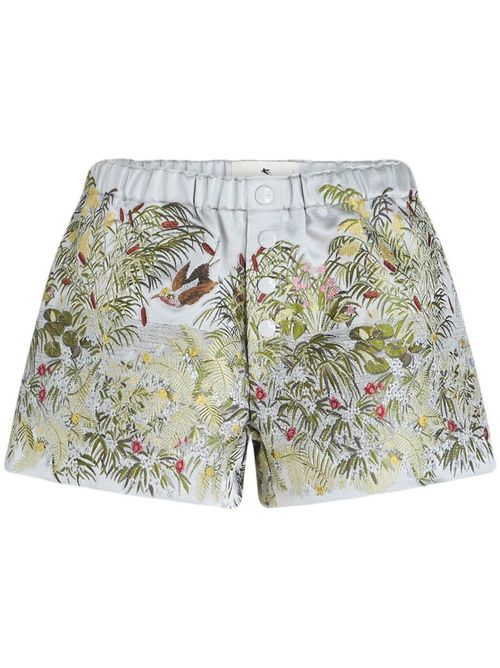 Embroidered satin shorts - Grey