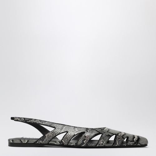Slingback ballerinas in python-effect printed leather