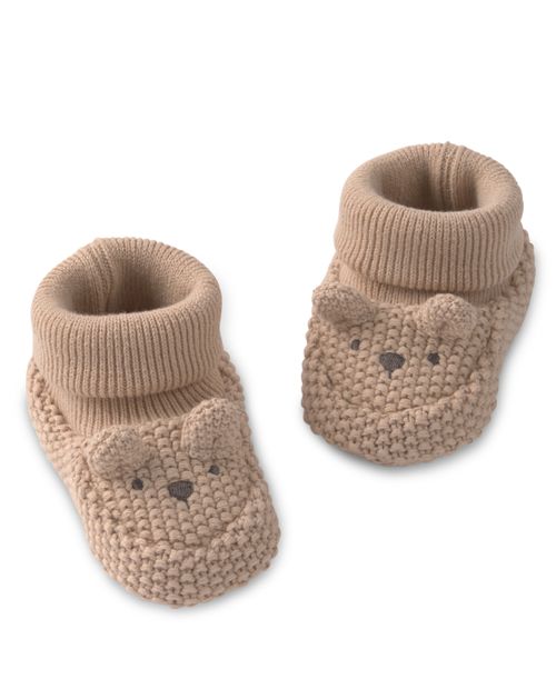 Baby Girls' and Boys' Bear Baby Booties - Tan