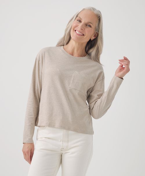 Women's Wheat Heather Softspun Long Sleeve Pocket Tee