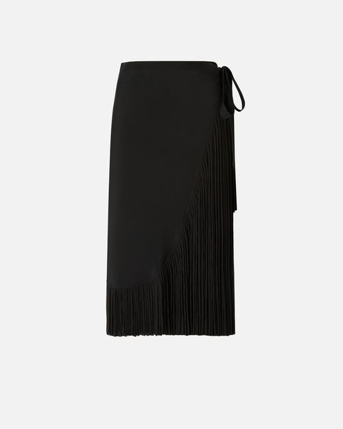 Calf-length wrap skirt with fringing - 40