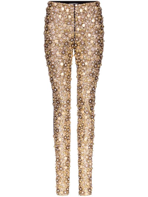 Embroidered leggings - Gold