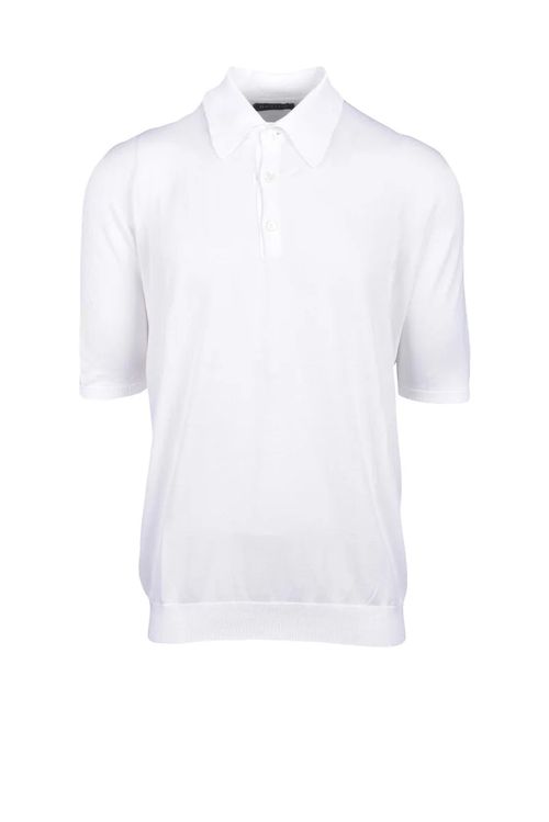 White Knit Cotton Polo Shirt