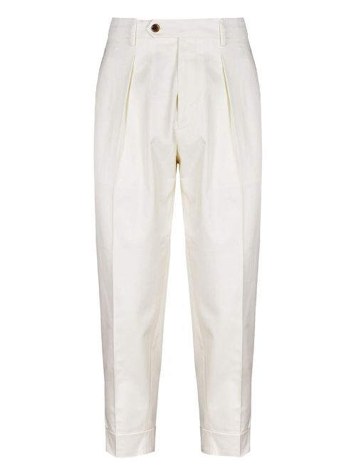 Pleated tapered trousers - White