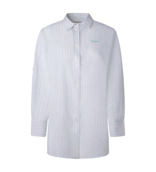 Pepe Jeans for woman. PL304804 Polly blue shirt (S), Casual, Cotton, Long sleeve