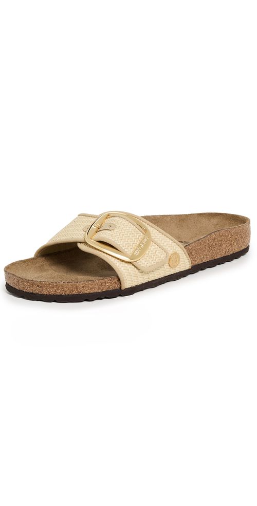 Madrid Big Buckle Raffia Sandals Natural