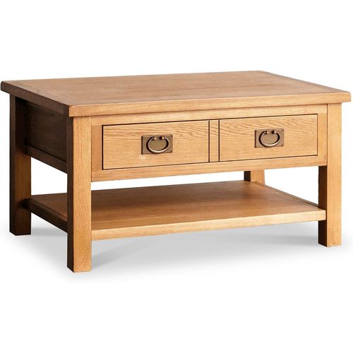 Surrey Oak Coffee Table with Drawer, Solid Wood | Rustic Waxed Oak