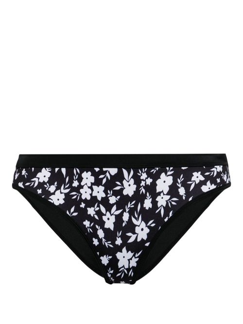 Floral-print bikini briefs - Black