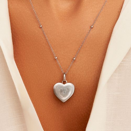 Uniquely Yours Fingerprint Heart Necklace - Single Fingerprint (Silver)