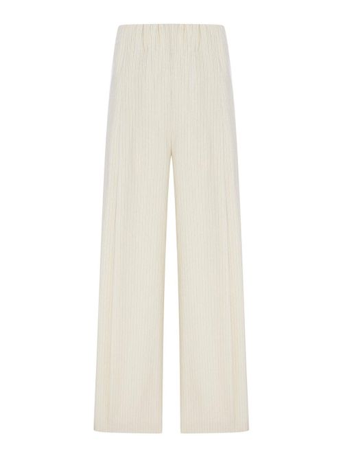 Wide-Leg Cotton Trousers With Striped Pattern