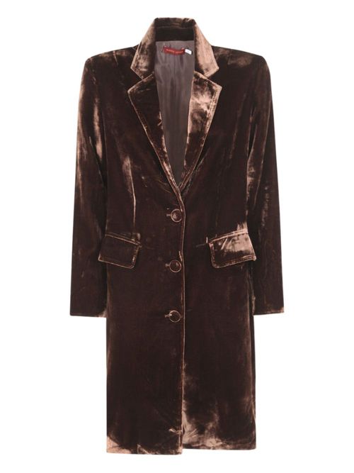 Velvet buttoned coat - Brown