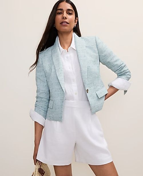 Ann Taylor The Petite Modern Newbury Blazer in Tweed