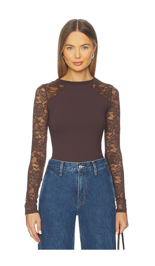 Free People x Intimately FP No Excuses Long Sleeve In Hot Fudge in Hot Fudge. XS also in L, M