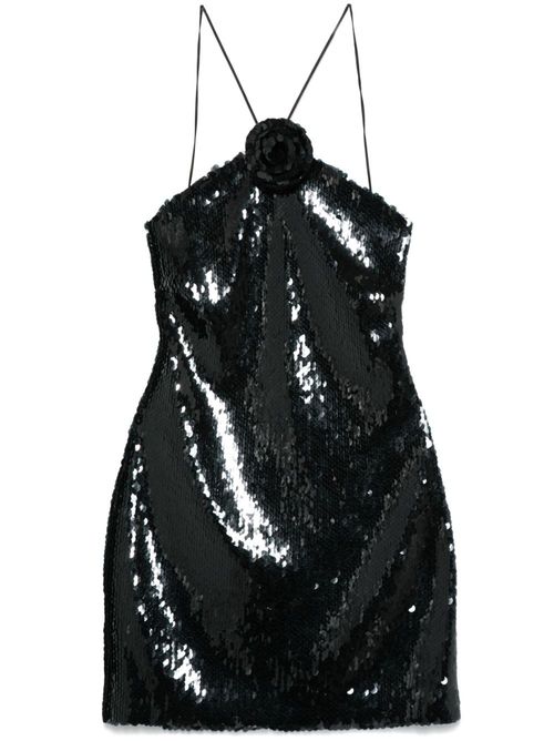 Choker sequinned mini dress - Black