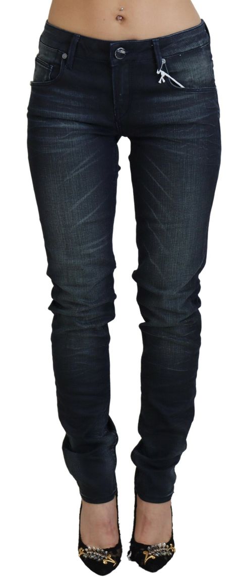Acht Blue Washed Low Waist Slim Fit Cotton Denim Women's Jean