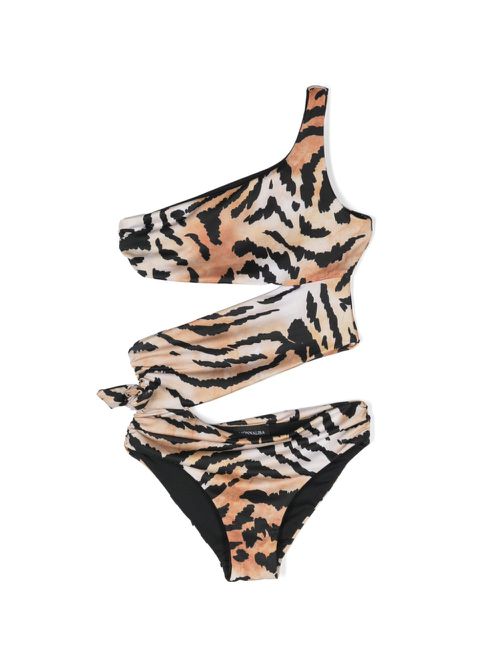 Leopard-print cut-out swimsuit - Black