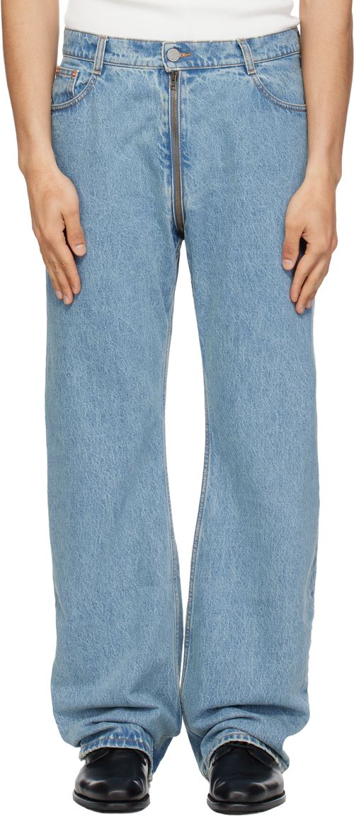 Blue Allover Zip O-Leg Jeans