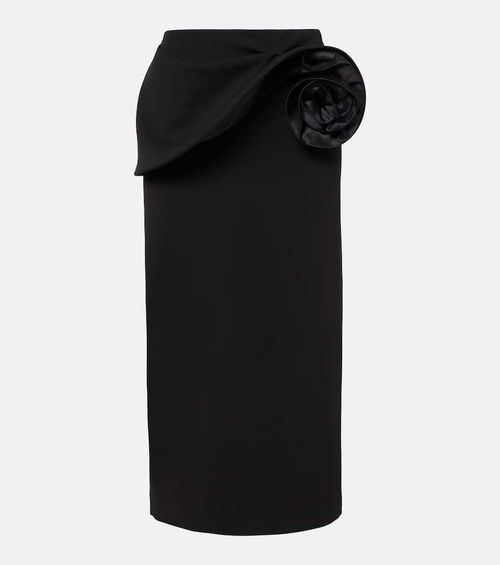 Floral-appliqué midi skirt