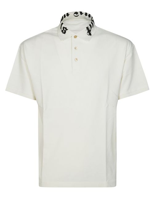 White Solid Shirt Collar Polo