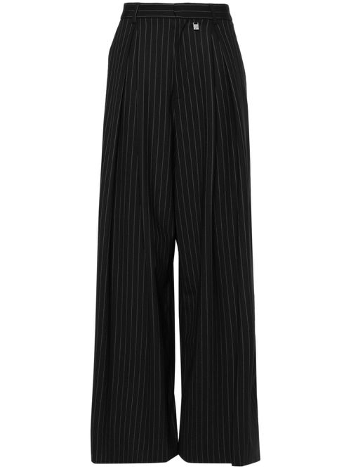 Pinstriped flared trousers - Black
