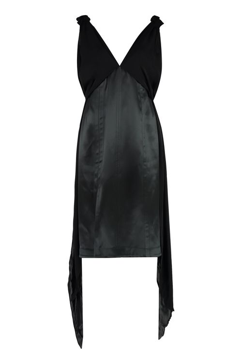 Fluid Silk Midi Dress with Knot Detail