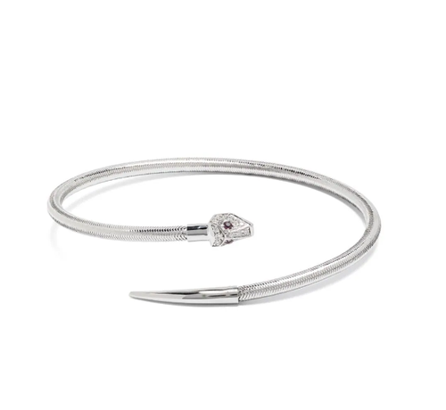 Ruby and Diamond Snake Bracelet — White Gold