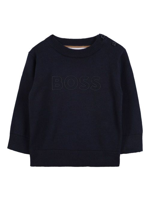 Embroidered logo crew neck sweater - Blue